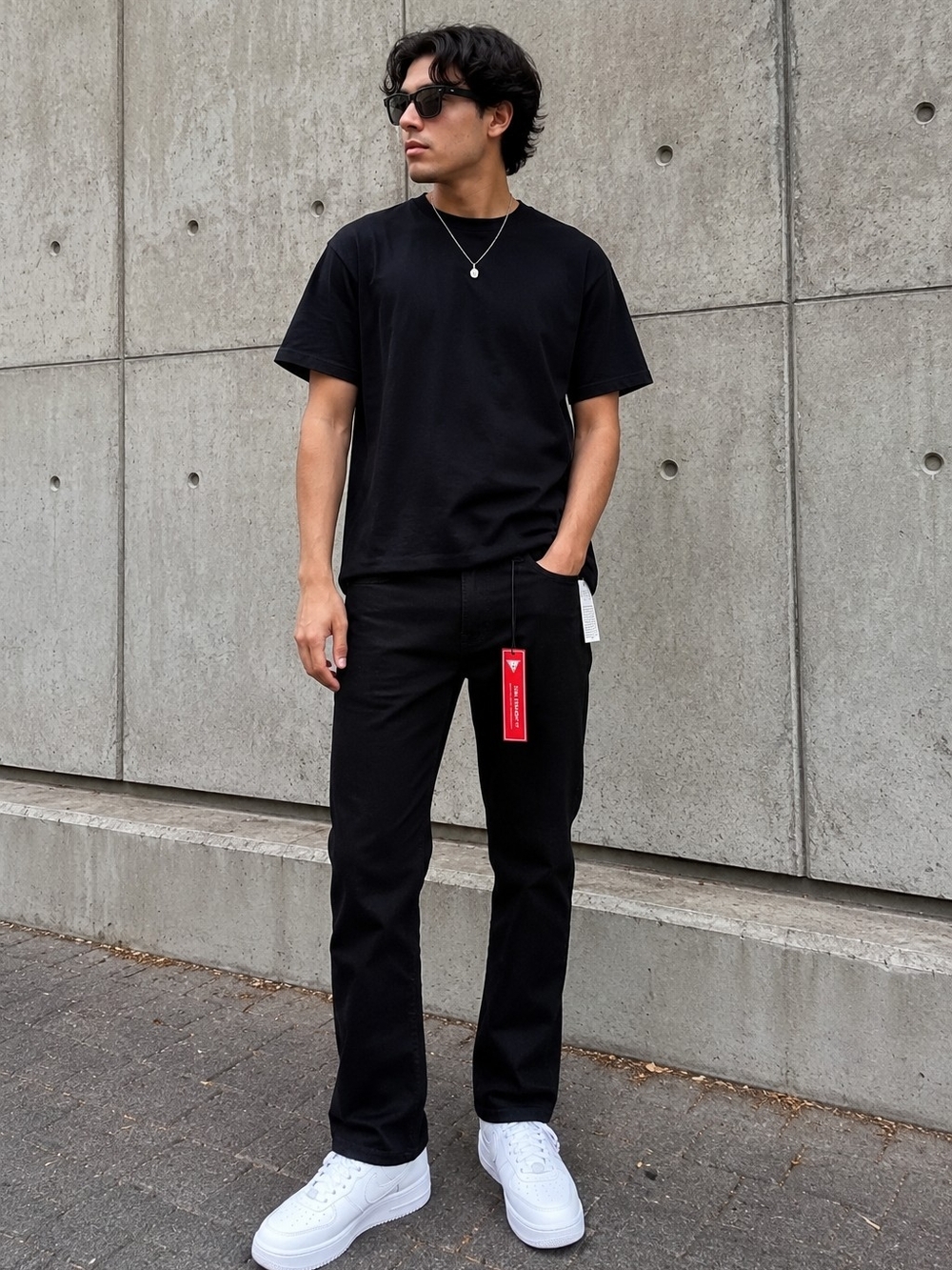 Guess Lincoln Slim Straight Black Jeans Y2K Minimalist Streetwear 34x30 NWT